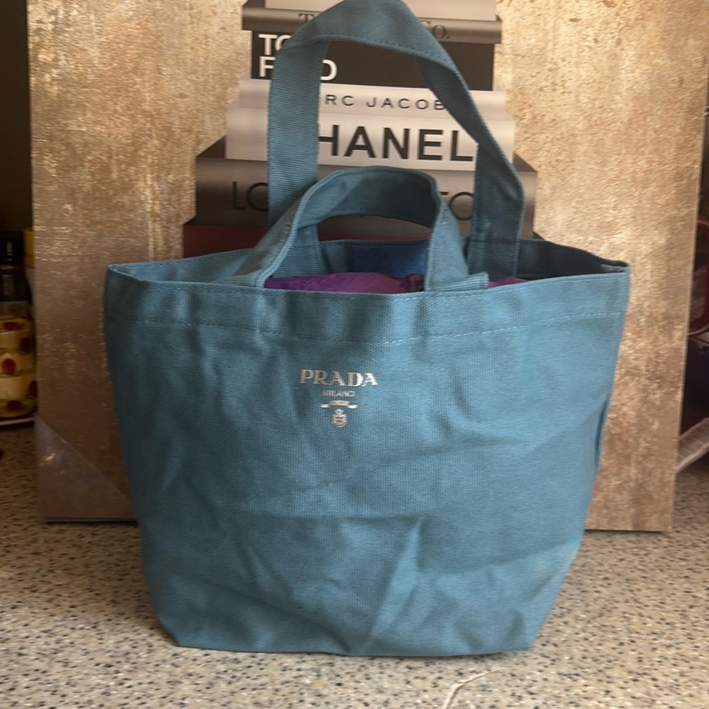 Prada Blue Canvas Tote Bag/Vip Gift